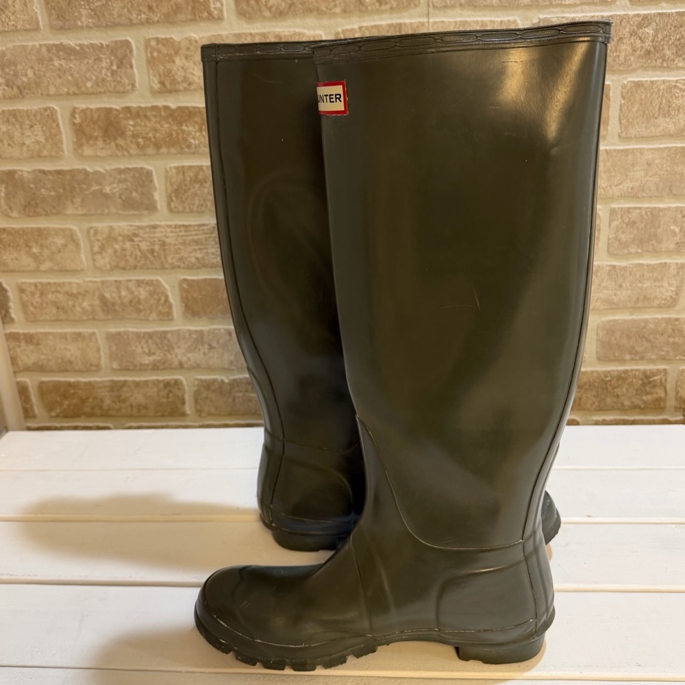 Hunter Women's Original Tall Gloss Rain Boots Dark Green Size 7 - Picture 5 of 11